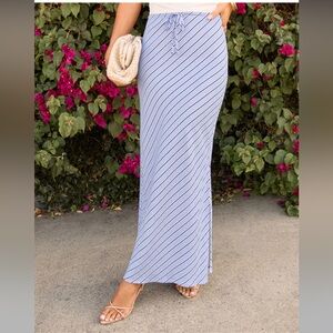 Vici Light Blue Striped Maxi Skirt